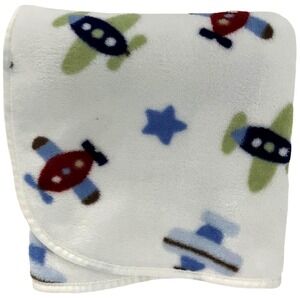 Circo White Airplane Star Baby Blanket Soft Fleece White Htf Lovey Target